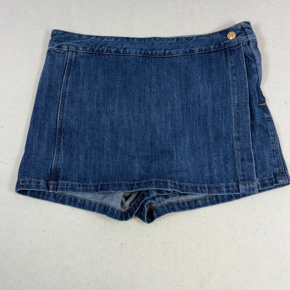 J.Crew Denim Skort Womens 10 Blue Wrap Front Mini Shorts Classic Preppy
